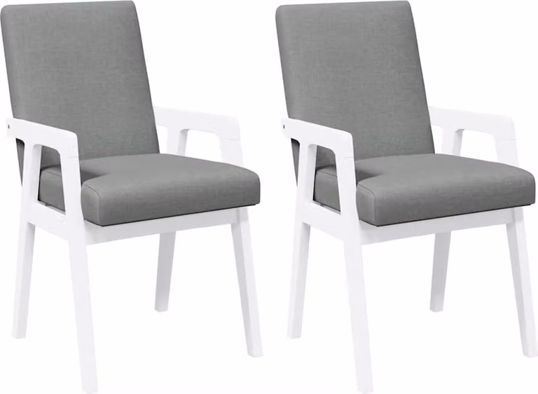 Sedie da Pranzo con Cuscini 2 pz Bianco Legno Massello di Hevea