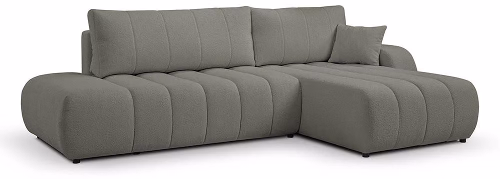 Divano angolare con funzione letto, modello Baloa, lato destro, colore grigio perla