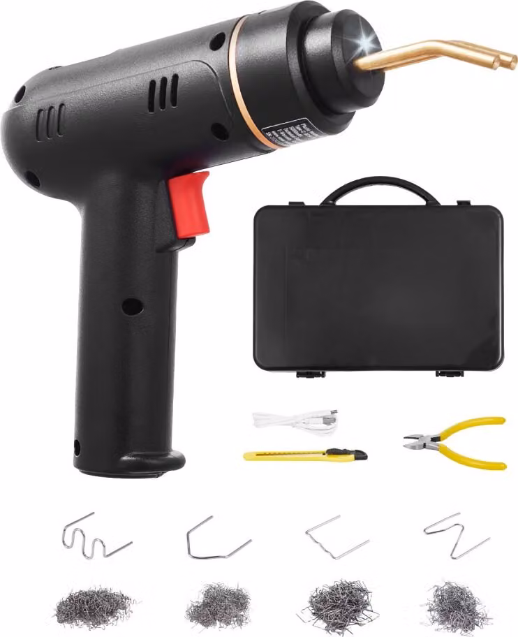 saldatore per plastica da 120W - Kit per riparazioni in plastica con 400 graffe - Saldatrice per la riparazione di parti di auto - Kit di graffe resistenti