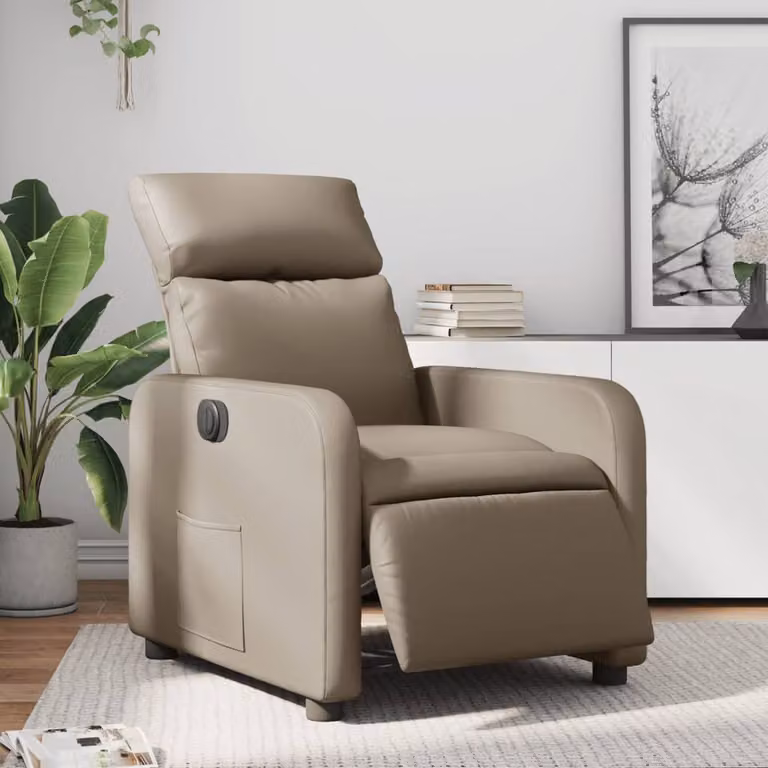vidaXL Poltrona Reclinabile Elettrica in Similpelle Beige e Marrone con Braccioli
