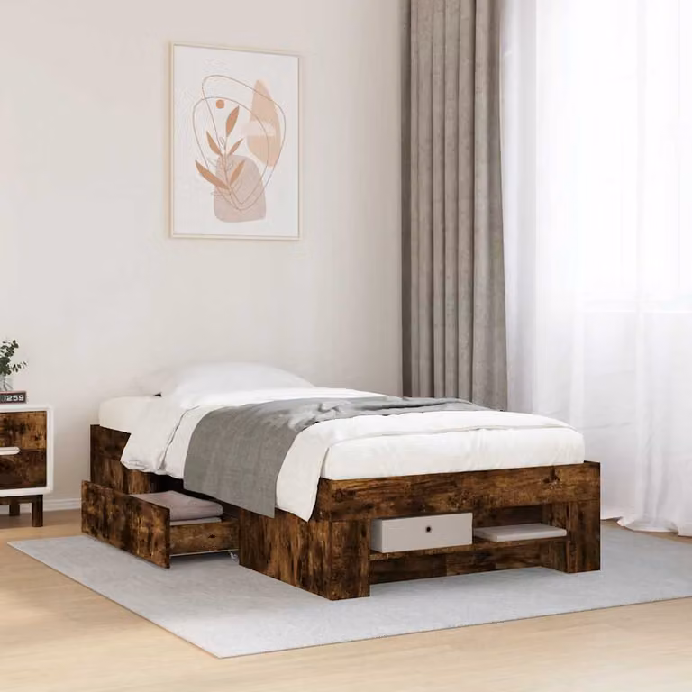 Giroletto senza materasso vidaXL in legno color rovere fumo L/P/H: 190 x 90 cm