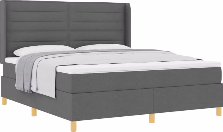 Letto a molle con materasso Grigio scuro 180 x 200 cm Tessuto