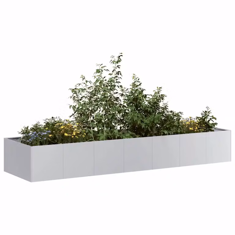 vidaXL Fioriera in Acciaio Zincato Grigio L: 280 cm, P: 80 cm, H: 40 cm