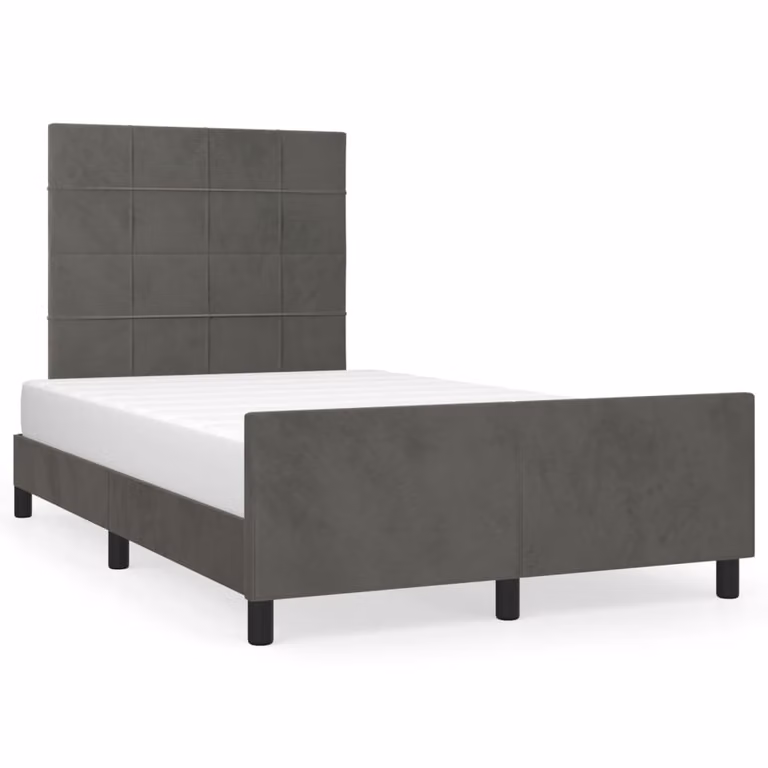 Giroletto senza Materasso Grigio Scuro 120x200 cm Velluto