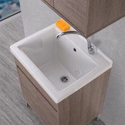 Mobile lavatoio Way in rovere con vasca in ceramica, sospeso, L: 60 cm, P: 50 cm