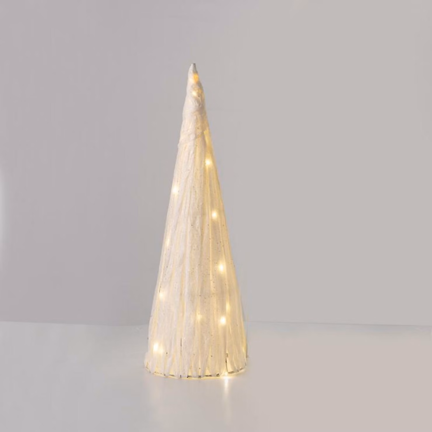 ACA Lighting albero di carta bianco a cono 30 mini WW LED 3xAA a batteria, IP20 w.20.5x60cm X113011322