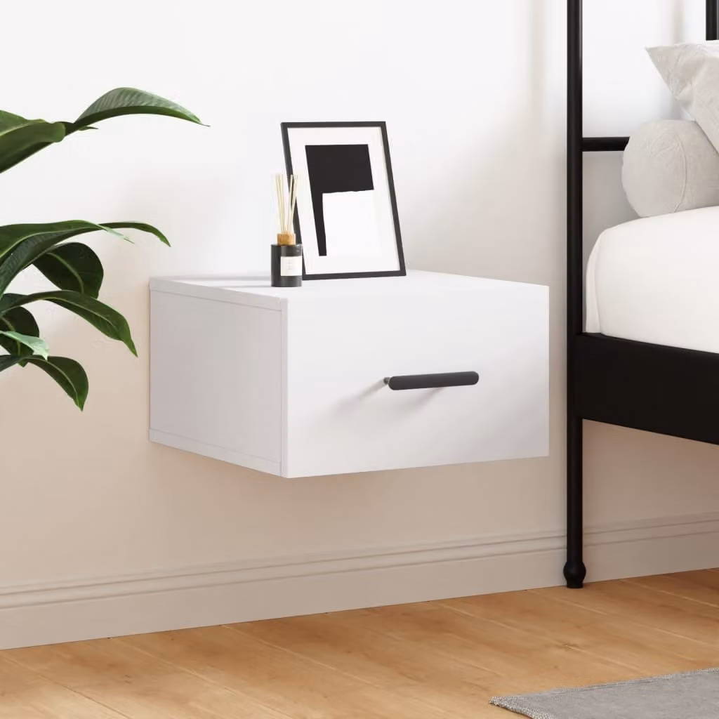 vidaXL Comodino da parete moderno in legno Bianco e Marrone L 35 cm, P 35 cm, H 20 cm