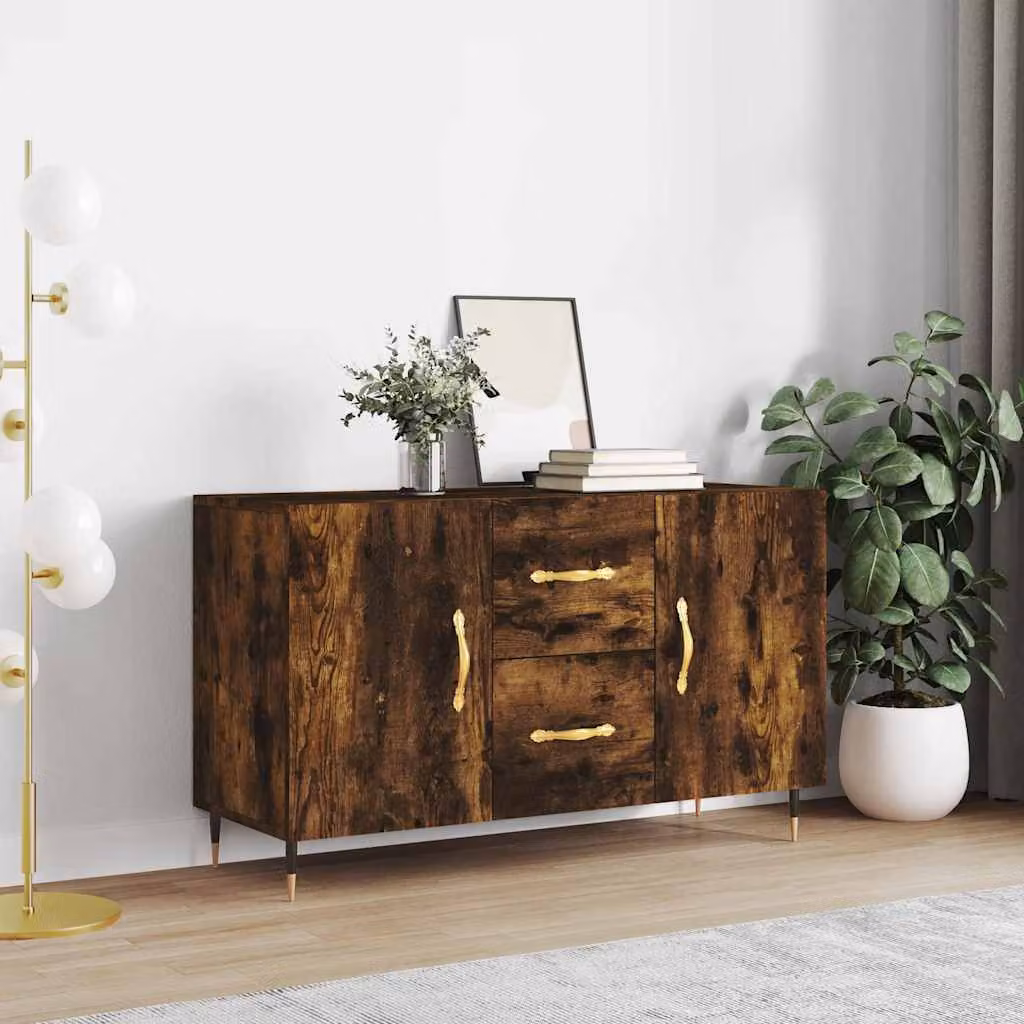 Credenza moderna vidaXL in legno multistrato color rovere fumo L: 100 cm, P: 36 cm, H: 60 cm