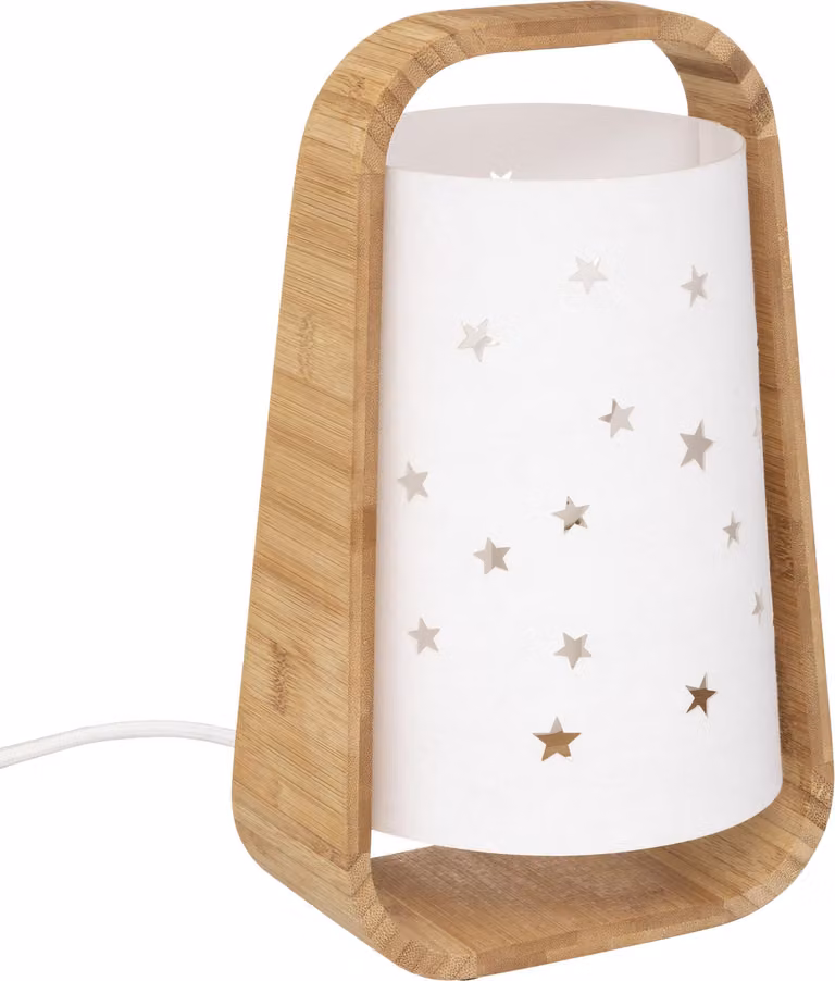 Lampada per bambini in bambù STARDUST bianco, 26 cm