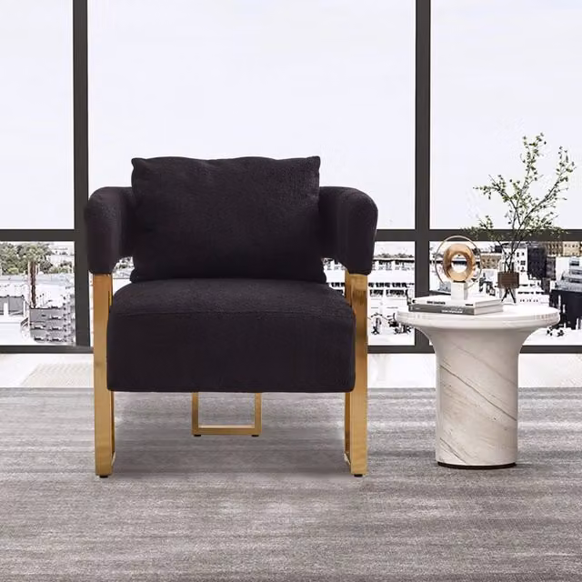 Poltrona relax Minimal in velluto nero con braccioli e design moderno – 1