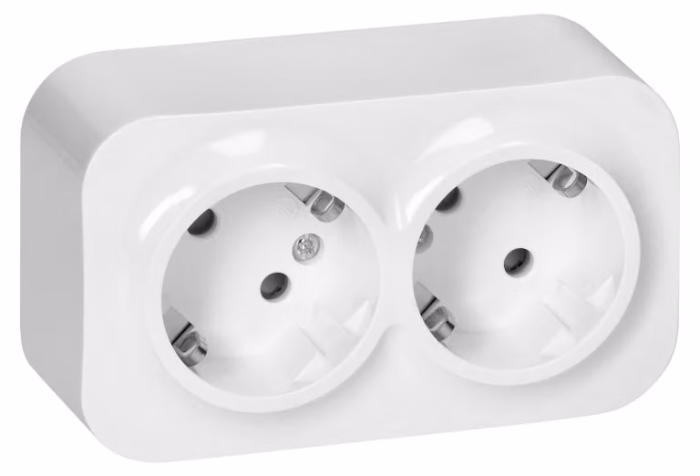 Presa doppia Schuko, Orno, 2x2P+Z, 230V, 16A, bianco