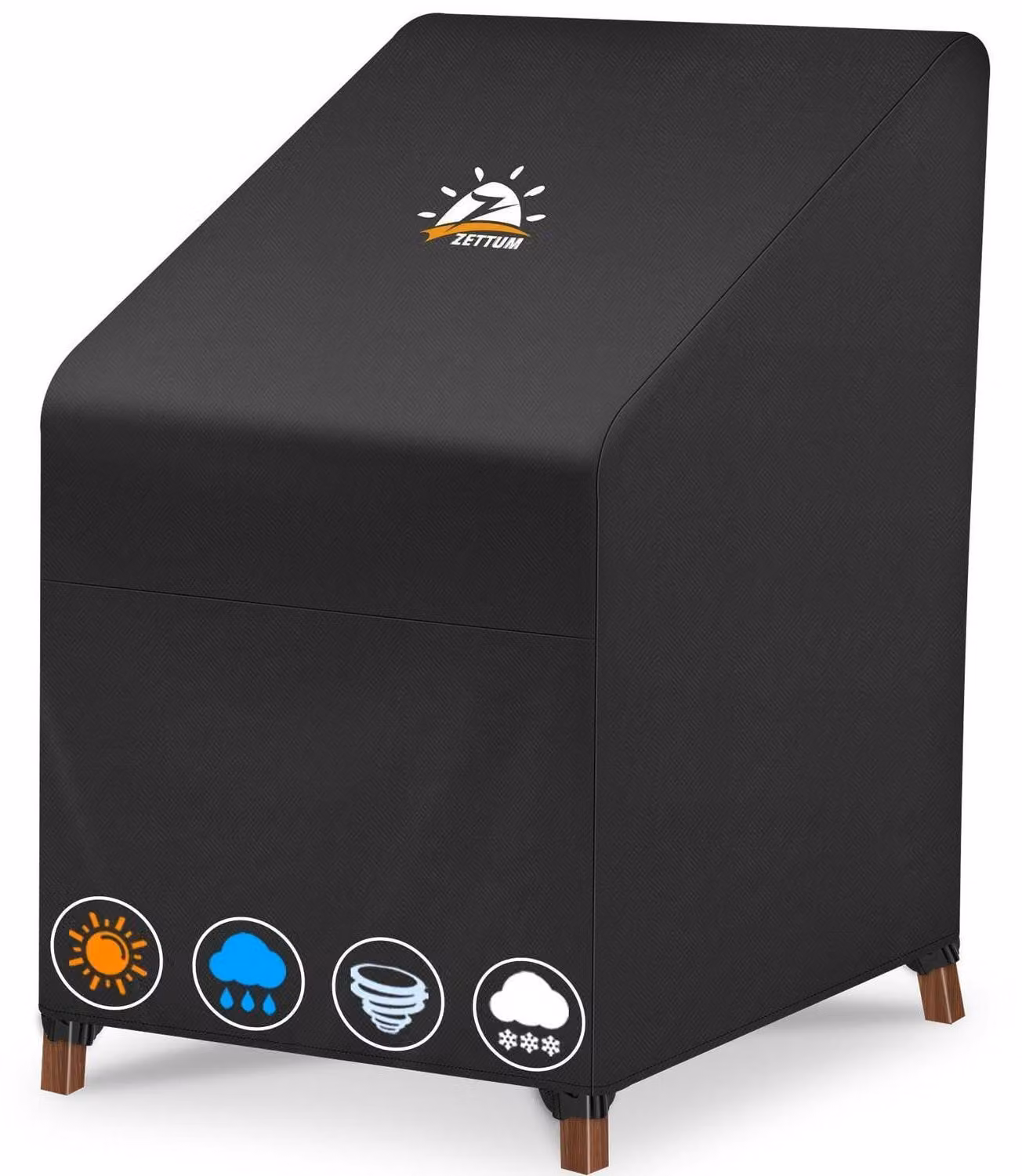 Copertura impermeabile per sedie impilabili, 1 pezzo, resistente all'acqua e alle intemperie, tessuto Oxford 600D con rivestimento in PU, colore nero, dimensioni 71x91x120 cm