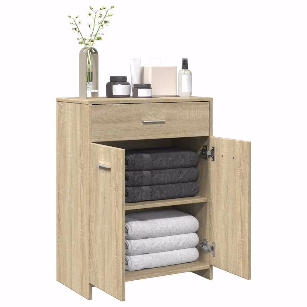 Mobile da bagno moderno vidaXL in legno tecnico color rovere sonoma L: 60 cm, P: 33 cm, H: 80 cm