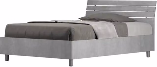 Letto una piazza e mezza contenitore 120x200 testata inclinata con doghe cemento Ankel