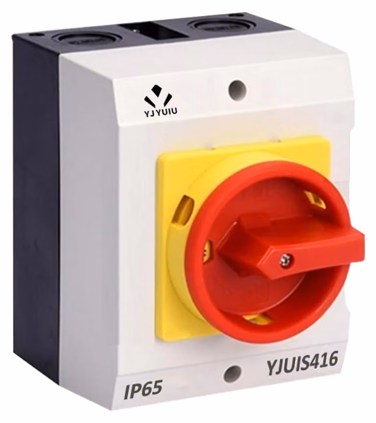 interruttore principale, interruttore, 4 poli, 16 A, interruttore a rotazione, involucro impermeabile IP65 (4 vie)