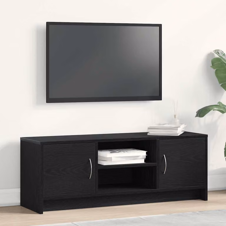 vidaXL Mobile Porta TV in Legno e Metallo, Colore Nero, L 102 cm x P 30 cm x H 37,5 cm