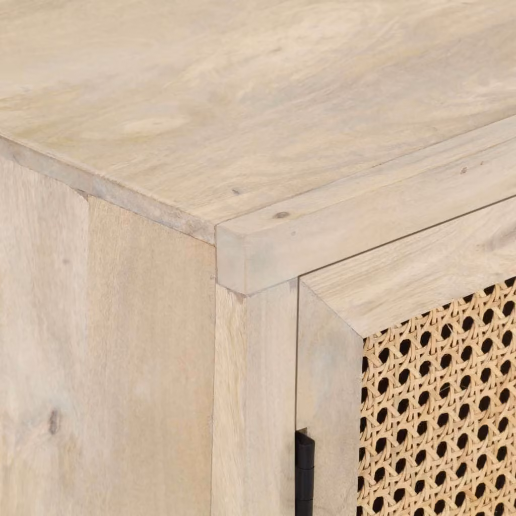 vidaXL Credenza 60x35x70 cm in legno massiccio di mango e vimini
