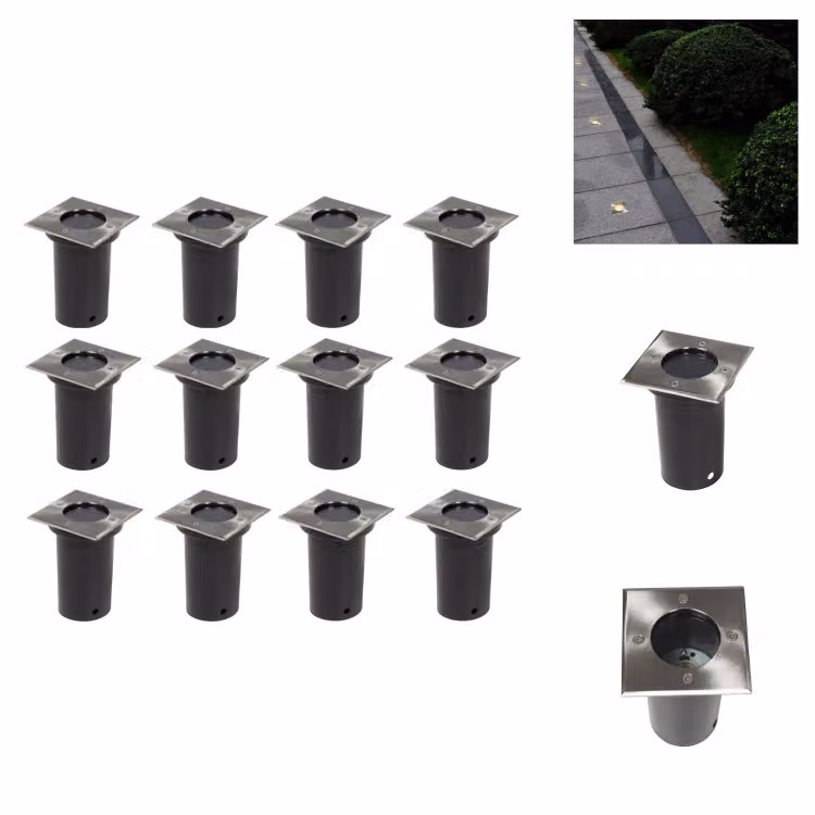 vidaXL Luci da terra per esterni 12 pz. Quadrato - Illuminazione per esterni