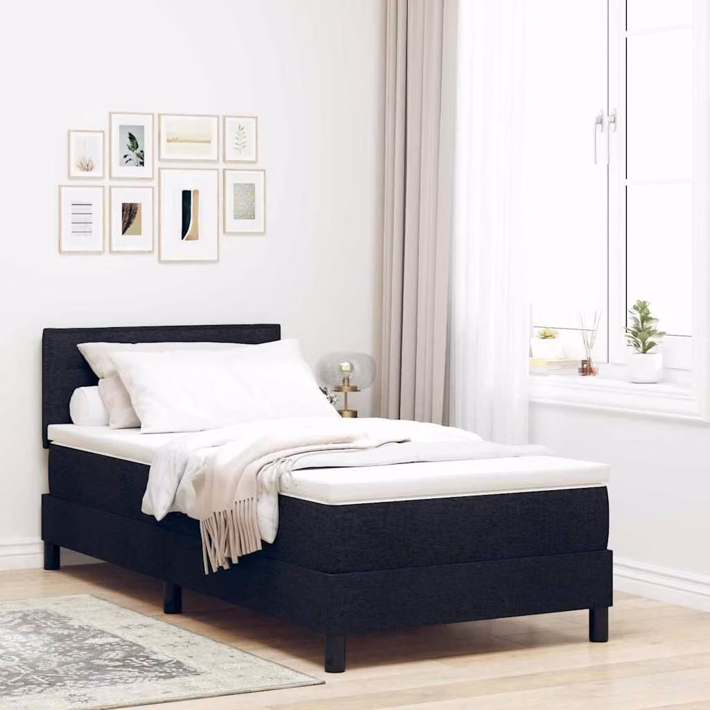 Maison Exclusive - Letto a molle con materasso Nero 90 x 190 cm Tessuto