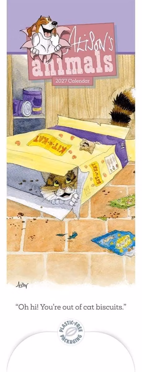 Calendario da parete sottile 2027 con illustrazioni di animali