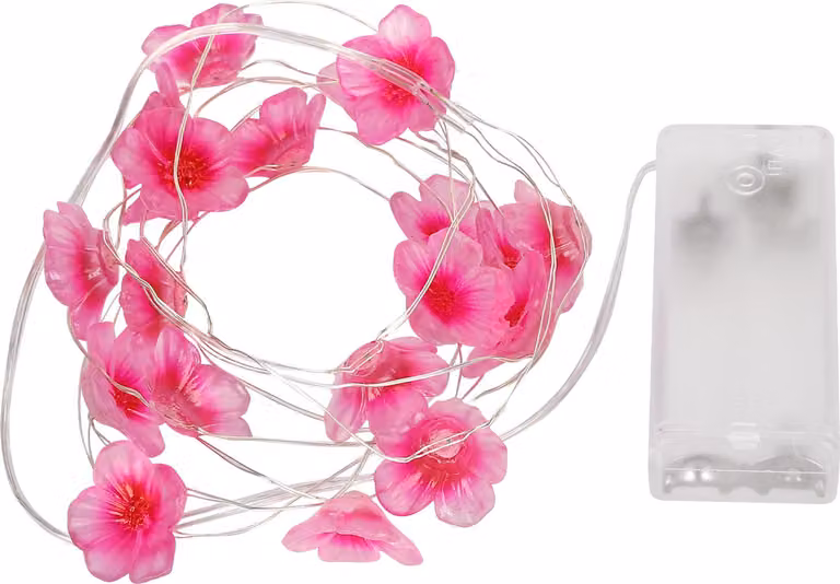 Catena luminosa a LED, colore rosso, forma a fiore, 230 cm, alimentata a batteria e flessibile, ideale per feste e matrimoni – illuminazione decorativa per esterni