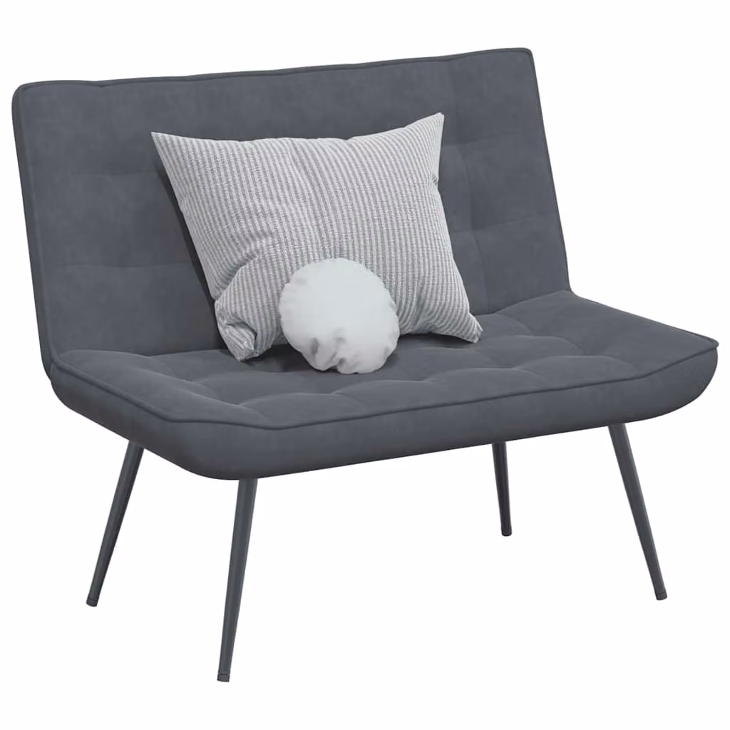 Panca moderna vidaXL in velluto grigio con struttura in legno e metallo L/P/H: 110 x 74 x 84 cm