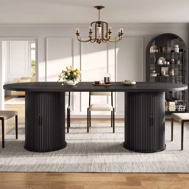 Tavolo da pranzo allungabile nero in MDF e metallo 150 190 x 80 x 75 cm