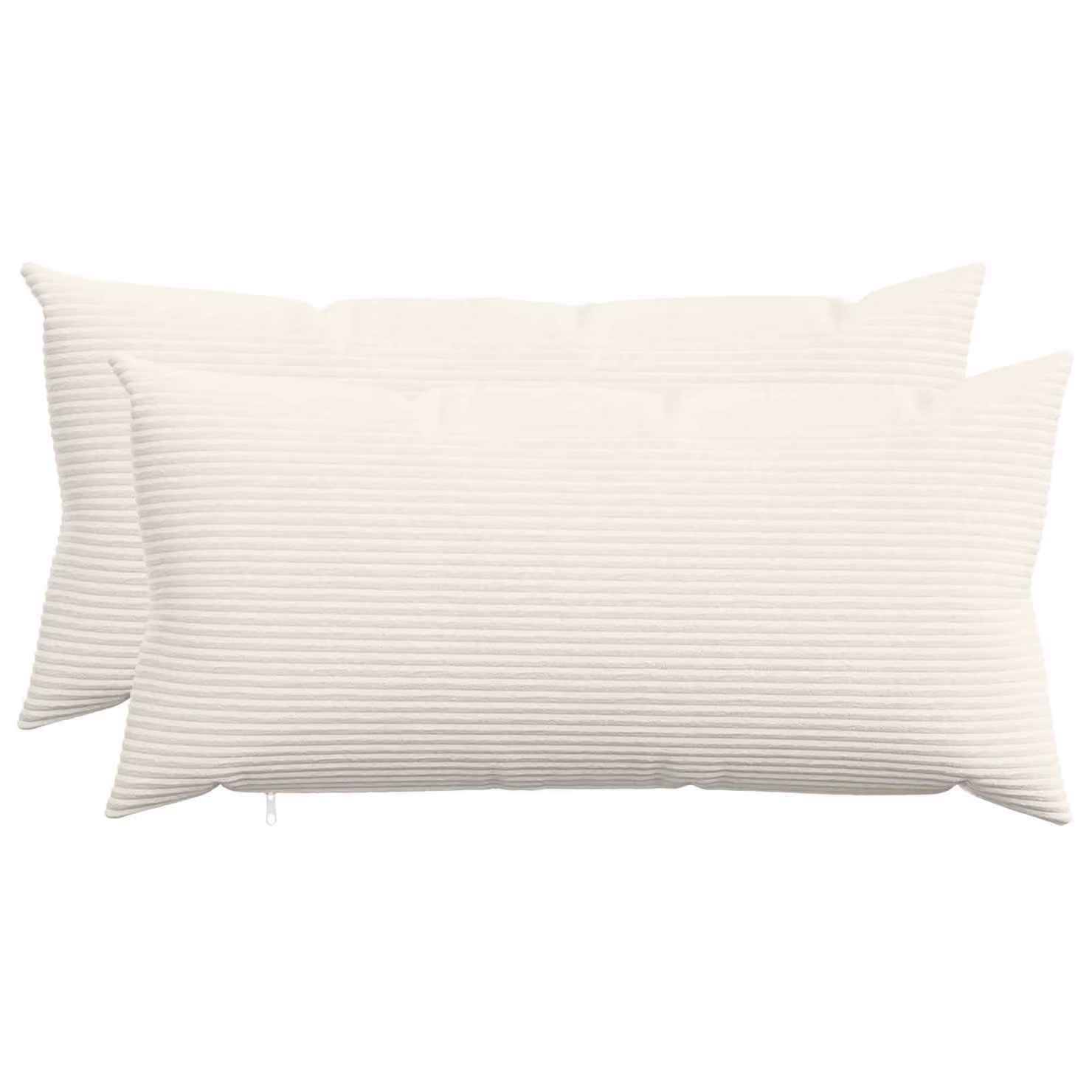 Set di 2 federe vidaXL HEERLEN in velluto a coste, colore crema, L: 80 cm, P: 40 cm