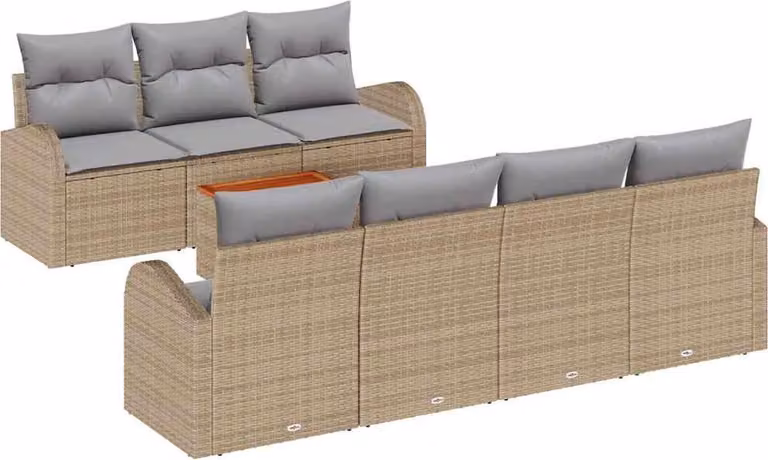 Set Divano da Giardino 8 pcs Beige e Grigio Chiaro polyrattan