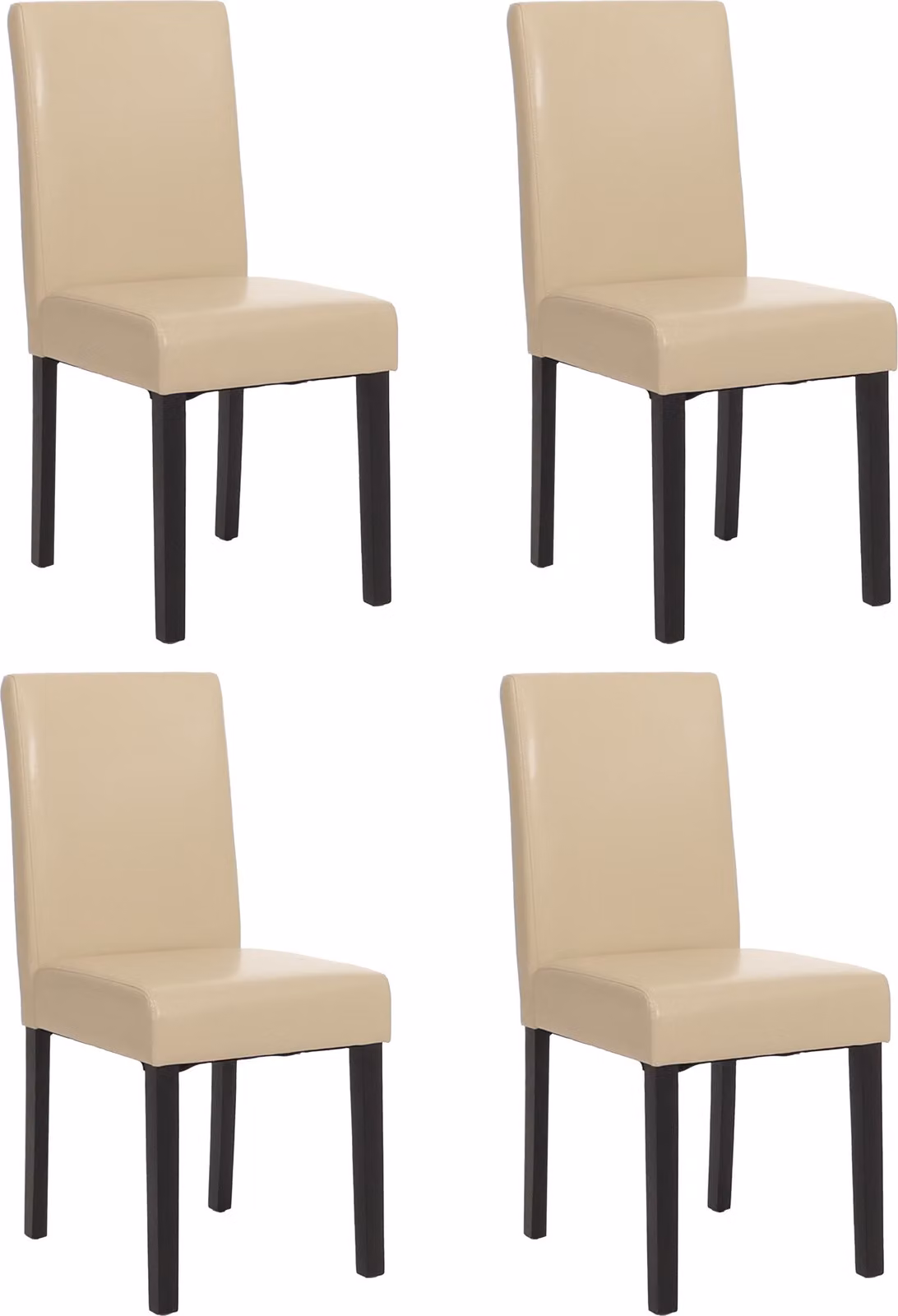 set di 4 sedie per sala da pranzo Sedia da cucina Littau ~ pelle, gambe crema scuro