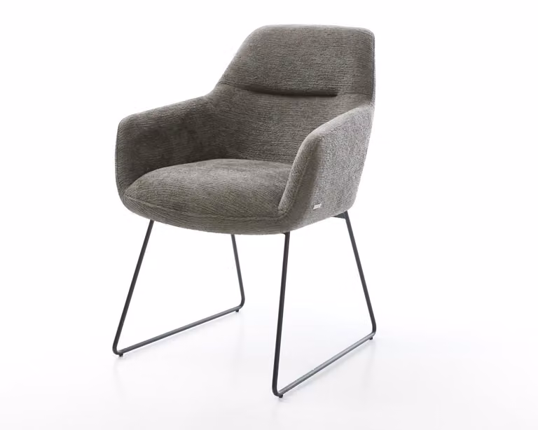 DELIFE Sedia da pranzo Pejo-Flex Bouclé Soft Mud Base a slitta Nero Anima a molla tascabile