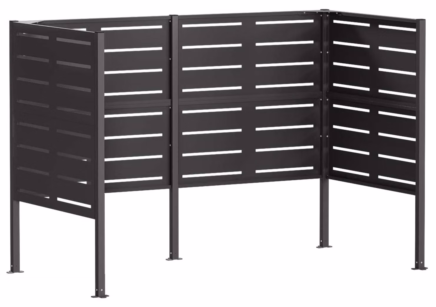 Schermo per bidoni della spazzatura, dimensioni 167 x 85 x 113 cm, acciaio, colore nero