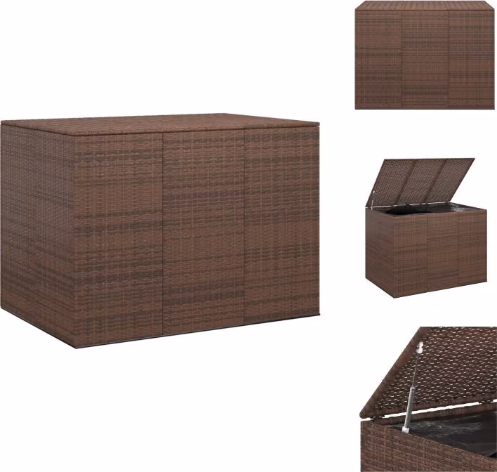 vidaXL Scatola per cuscini da giardino in rattan PE 145x100x103 cm Marrone - Scatole da giardino