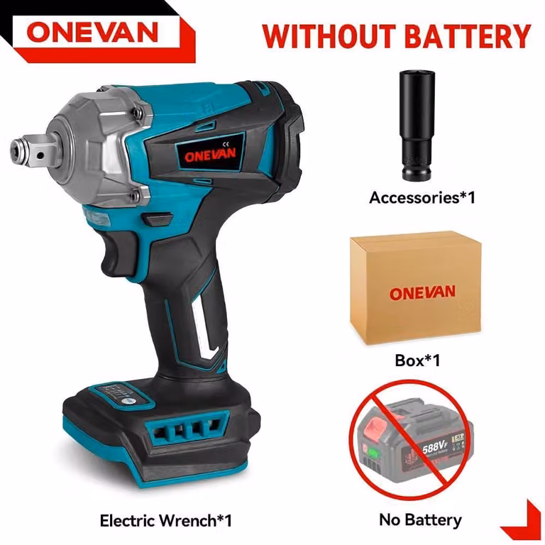 Avvitatore a percussione a batteria - Avvitatore a percussione brushless - Senza batteria - Compatibile con batterie da 18 V - Per legno e materiali non metallici - Bianco
