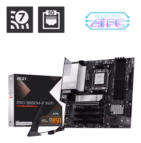 Scheda madre MSI PRO B850M-P WIFI AMD B850 Socket AM5 Micro ATX, DDR5, Nero – 2