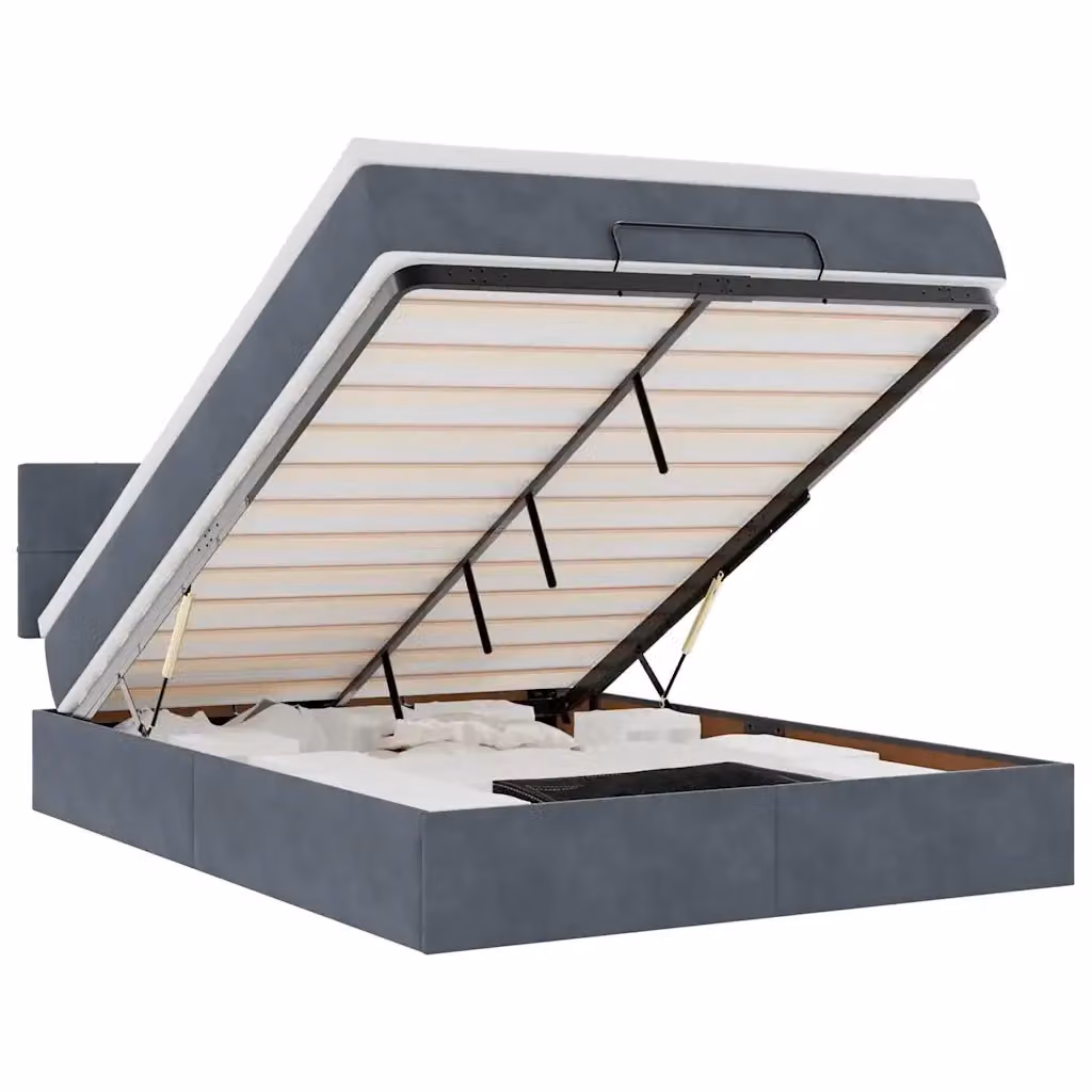 Letto con contenitore a sollevamento vidaXL in velluto con materasso L: 140 cm, P: 200 cm, H: 88 cm – 2