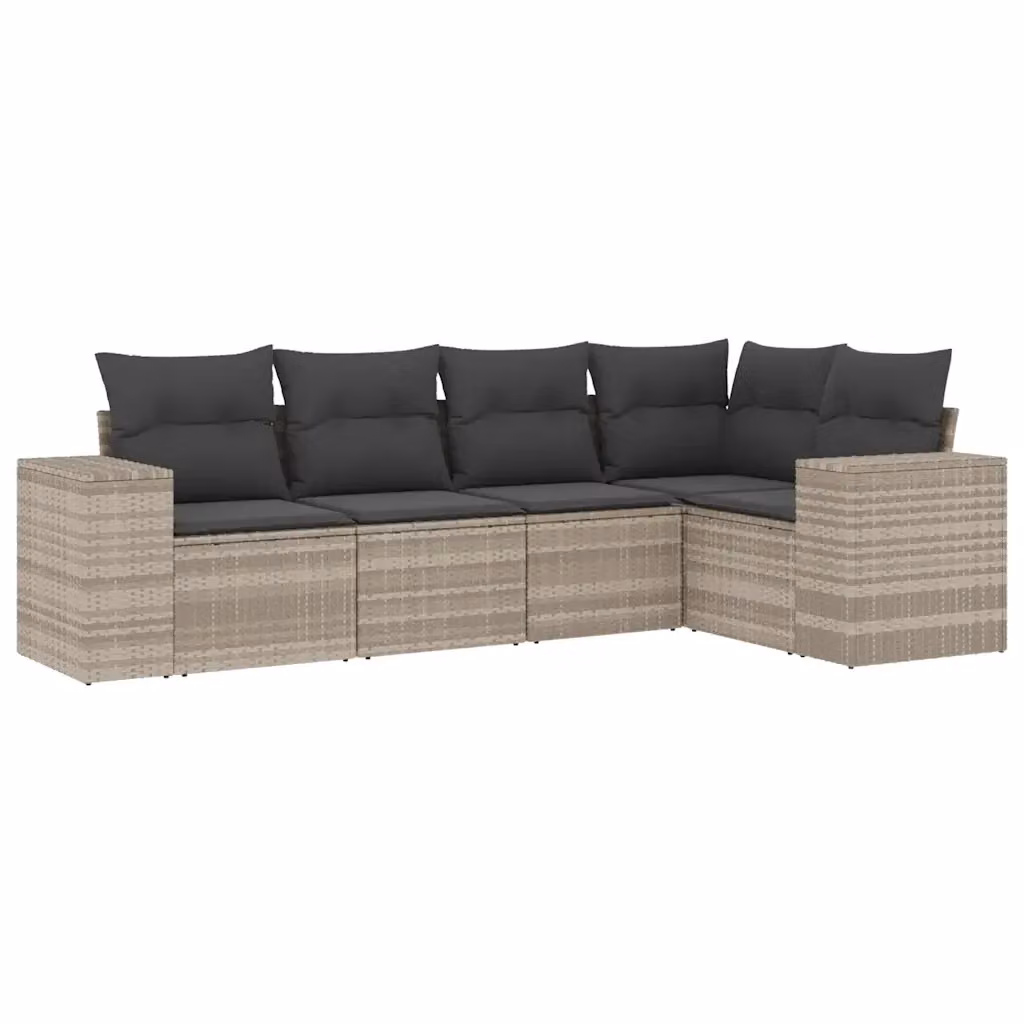 vidaXL Set Divano da Giardino a L con Cuscini Grigio Moderno in Polyrattan e Acciaio – 2