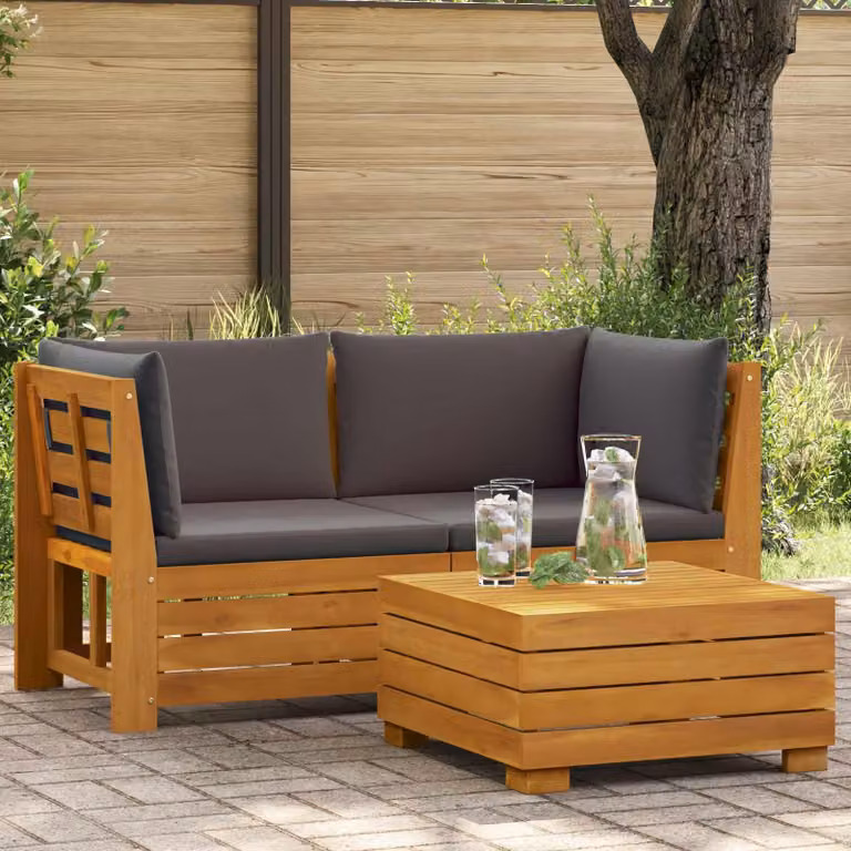 Maison Exclusive - Set da lounge per giardino, 2 pezzi, in legno massello di acacia, colore marrone
