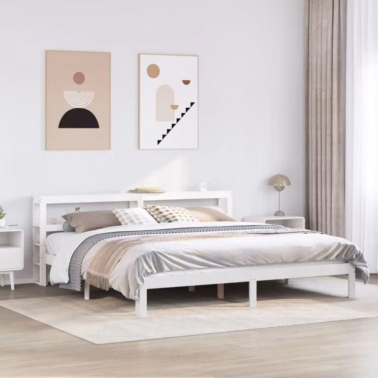 Letto con testiera vidaXL in legno di pino bianco L 180 cm x P 200 cm