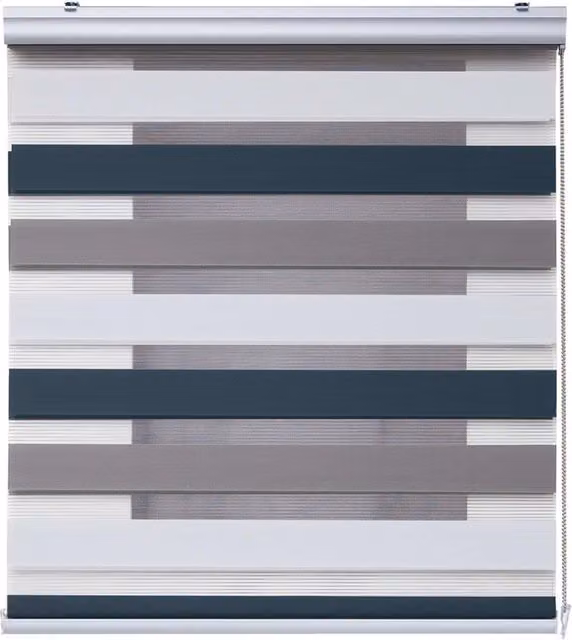 Tenda a Rullo Giorno e Notte Premium Storesdeco a Righe, Colori Bianco, Beige e Grigio, L: 180 cm x H: 250 cm
