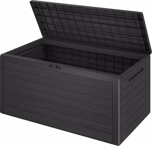 Baule da giardino Woody Casaria antracite e marrone L: 116 cm, P: 43 cm, H: 55 cm – 1