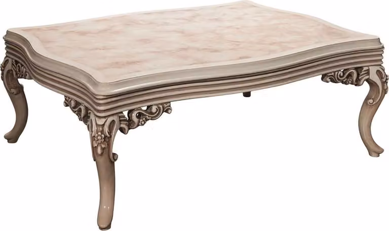 Casa Padrino tavolino barocco crema/beige 120 x 80 x h. 50 cm - Magnifico tavolino da salotto con piano in vetro