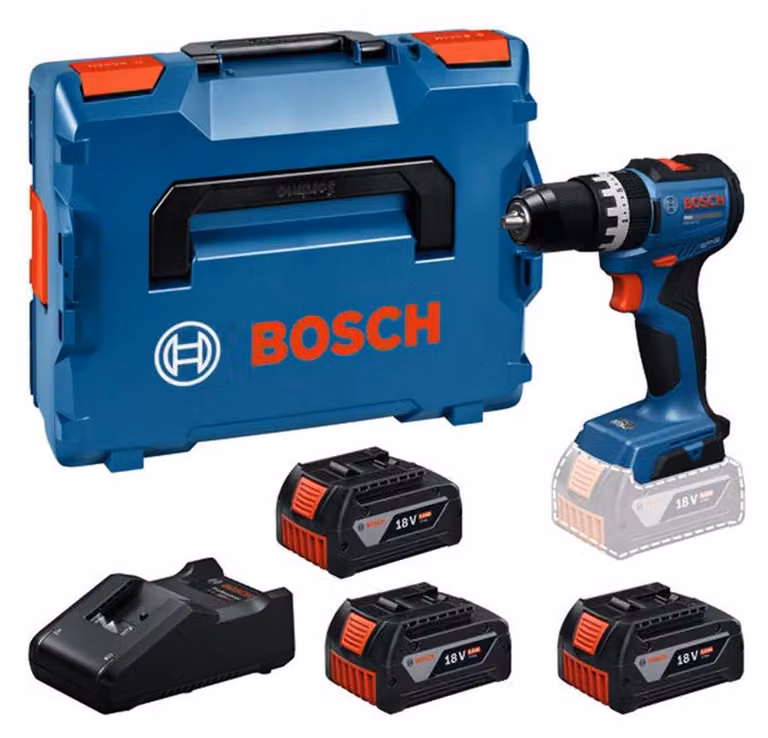 Trapano avvitatore a batteria GSB18V-52, con 3 batterie GBA 18V 5.0Ah, confezionato in una valigetta L-BOXX