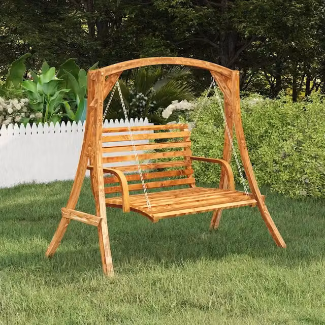 Altalena da giardino in legno con finitura teak marrone vidaXL