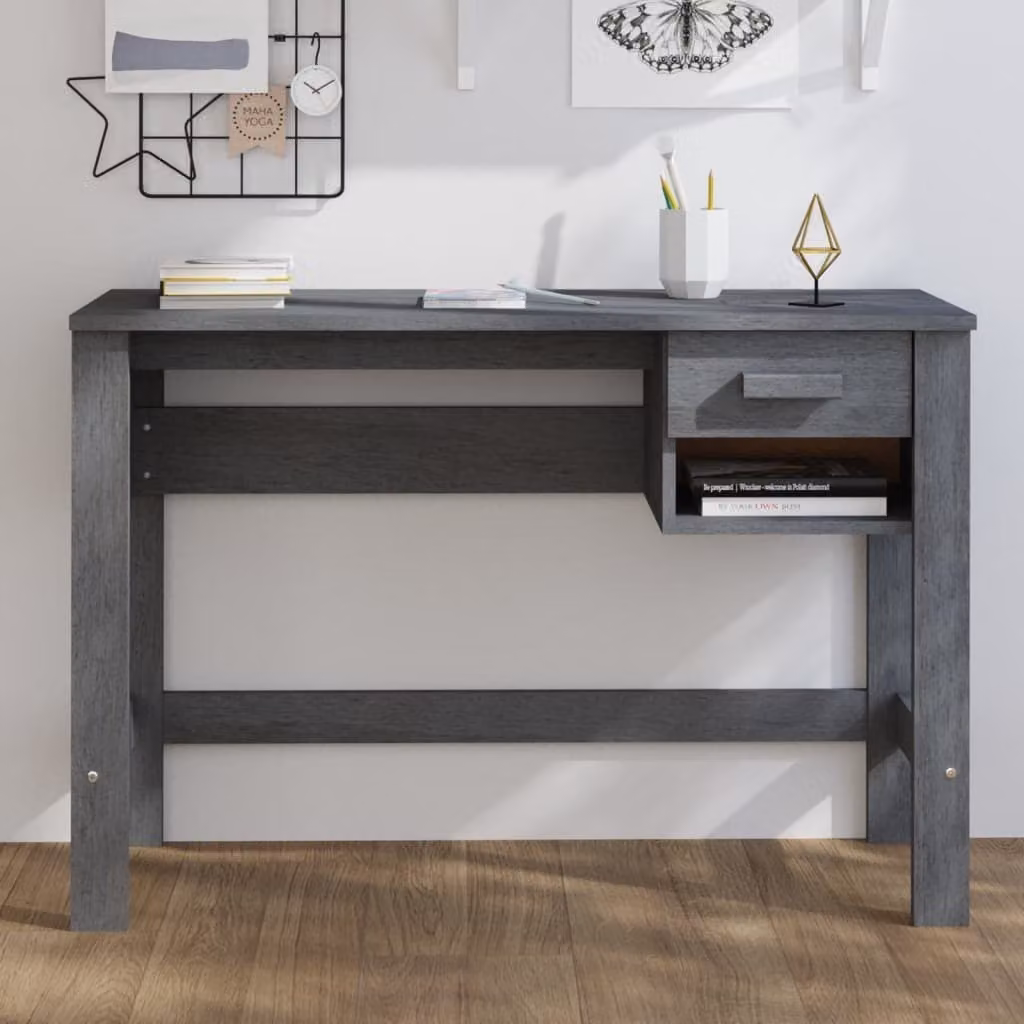 Maison Exclusive - Scrivania HAMAR, grigio scuro, 110x40x75 cm, in legno massello di pino