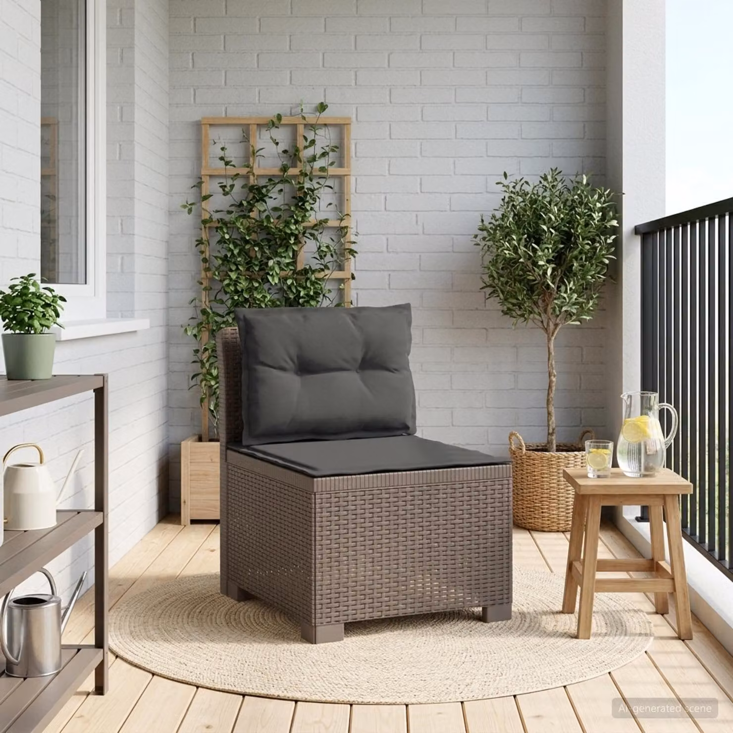 vidaXL Divano da Giardino a 1 Posto con Cuscini in Effetto Rattan Grigio Antracite