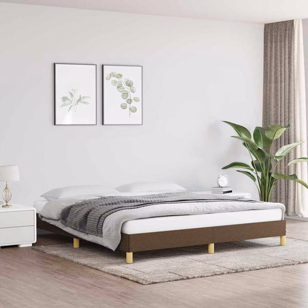 vidaXL Giroletto senza Materasso Marrone Scuro in Tessuto L: 180 cm, P: 200 cm