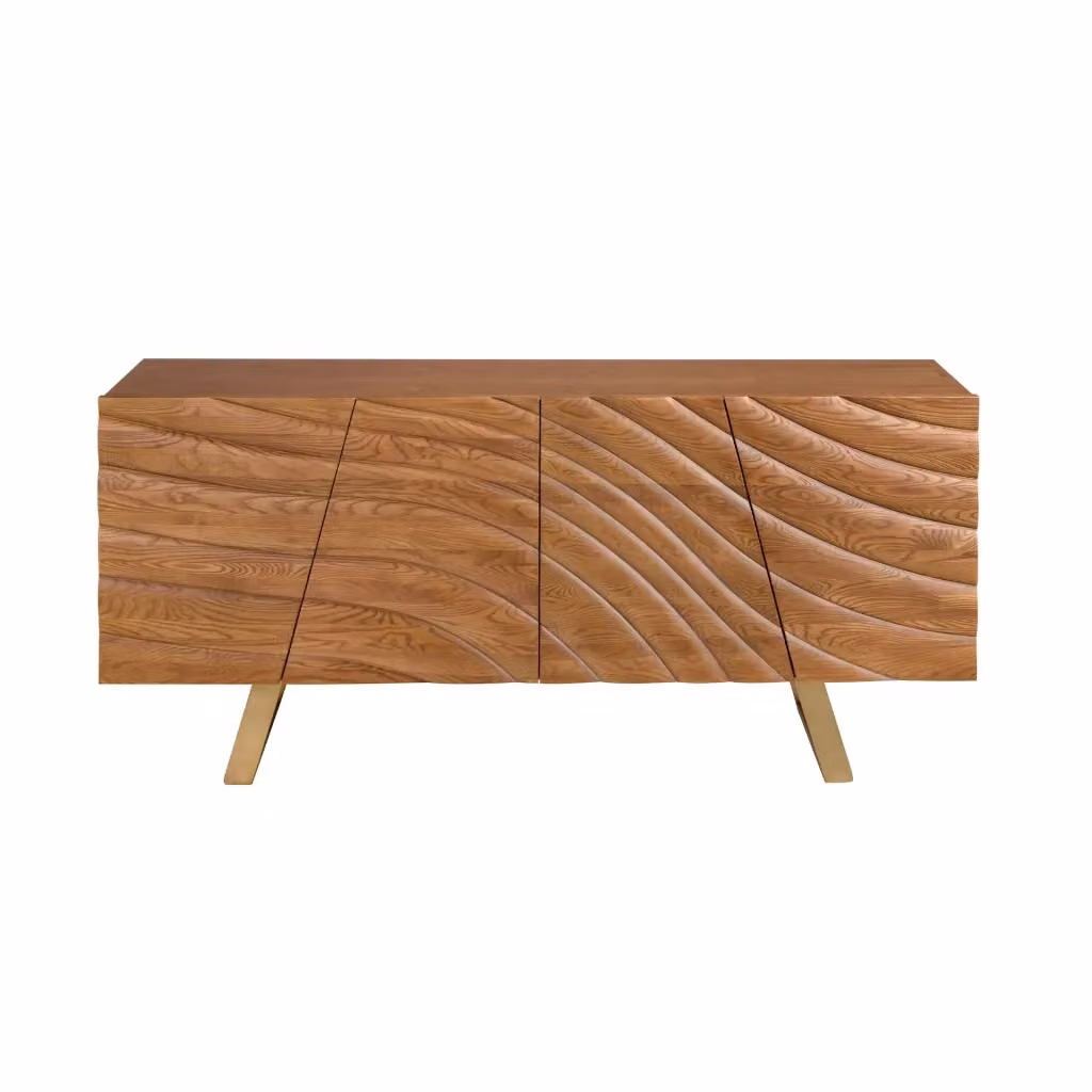 Credenza moderna Angel Cerdá in noce e metallo dorato con cassetti soft close – 2