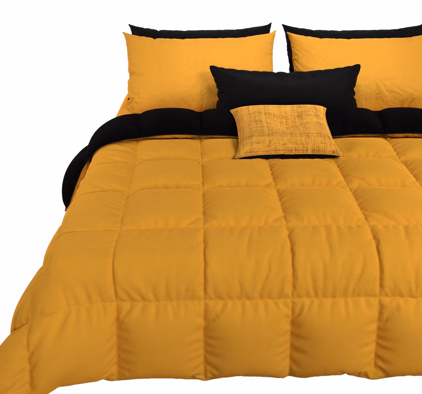 Coperta invernale 220x260 cm, fronte giallo e retro nero, ipoallergenica