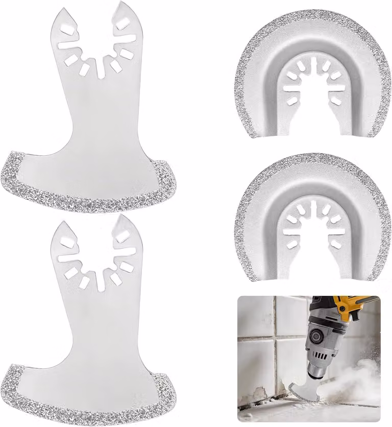 Set di lame per utensile multifunzione, composto da 4 pezzi, con rivestimento in diamante, per tagliare chiodi e piastrelle